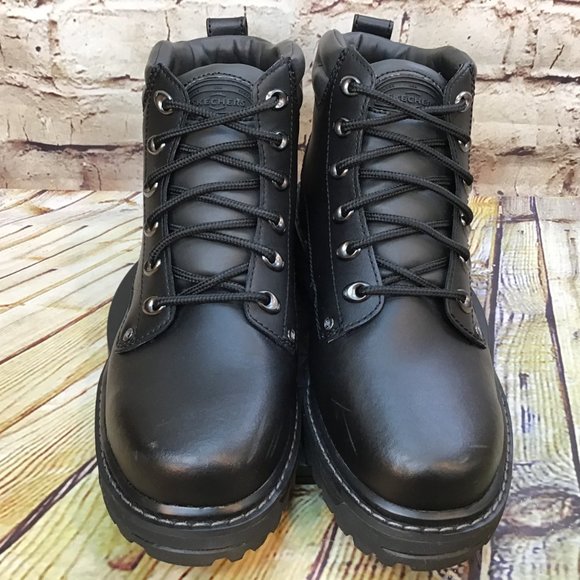 Skechers Mariners Pilot Utility Men's Black Leather High Top Tactical Boots 9.5 - Picture 2 of 8